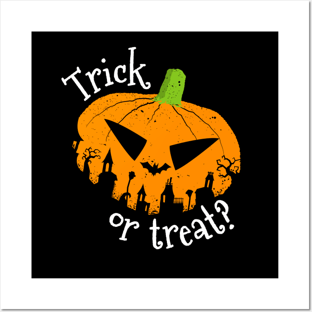 Trick or Treat Halloween Pumpkin Wall Art by propellerhead